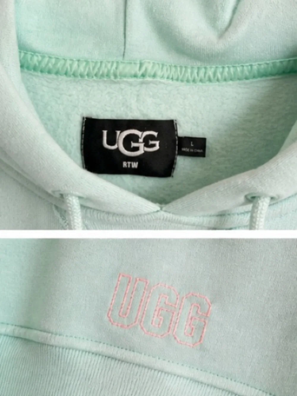 UGG Mint Cropped Hoodie Oversized Soft Girl Lounge Sweatshirt - Picture 4 of 6